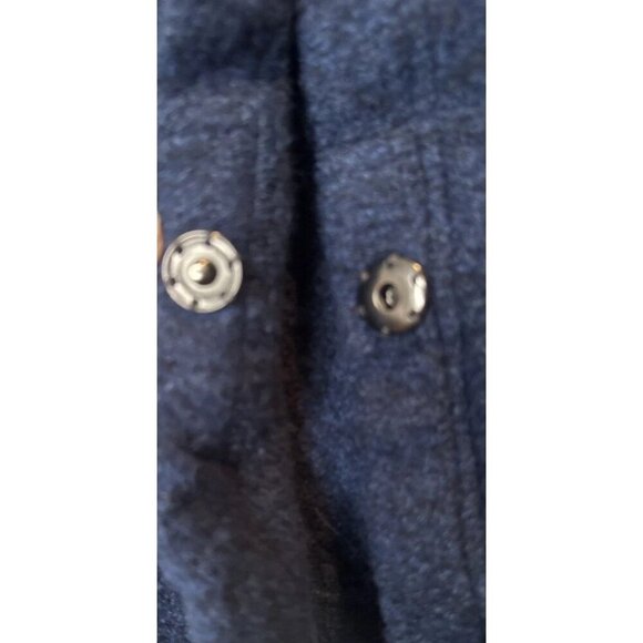 PURE JILL Women’s Blue Wool Blend Snap Front Coat Jacket Sz Petite Small - Picture 2 of 8